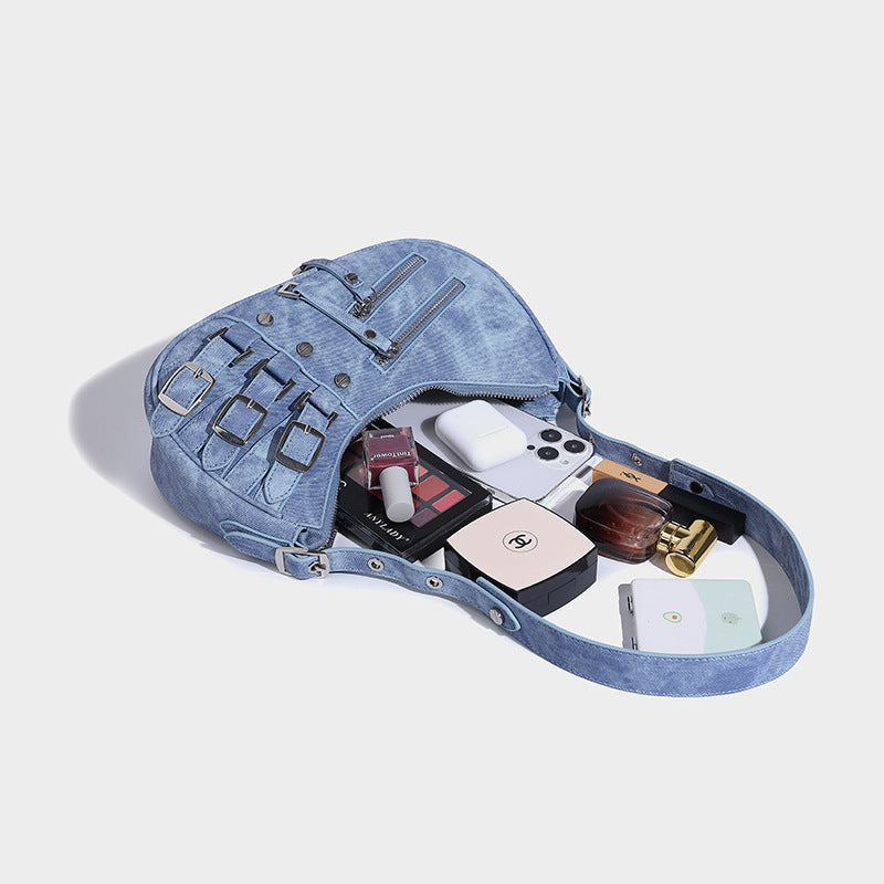 Denim Underarm Bag American Retro - Bellarte Enchanté Denim Underarm Bag American Retro